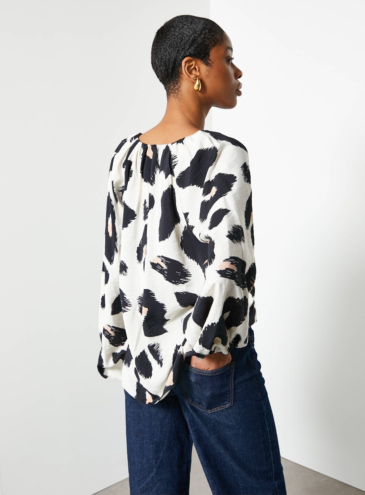 For All the Love Printed Tie Neck Volume Blouse 22 - Image 5
